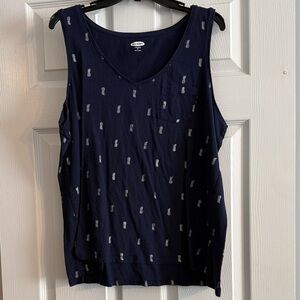 Old Navy Dark Blue Pineapple Tank Top